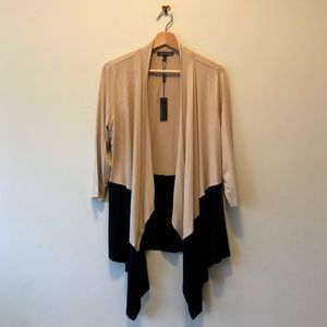 Cable & Gauge Two Tone Cardigan with Ruched Collar